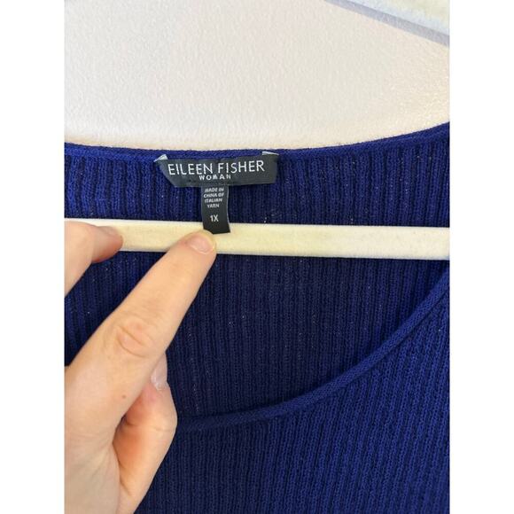 Eileen Fisher Woman Plus Size 100% Wool Knit Cobalt Blue Sustainable Tank Sz 1X - Picture 2 of 6